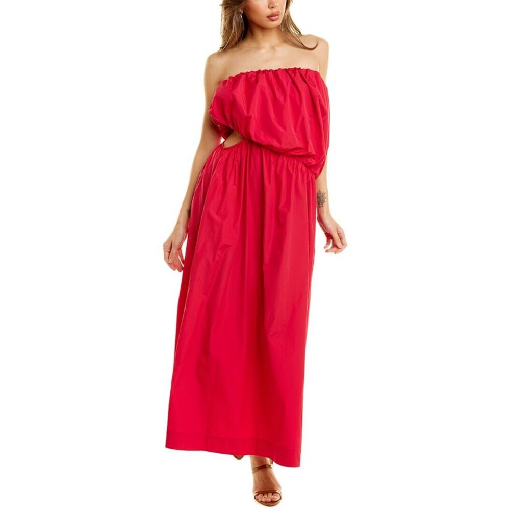Esse Studios Womens  Strapless Midi Dress, Red